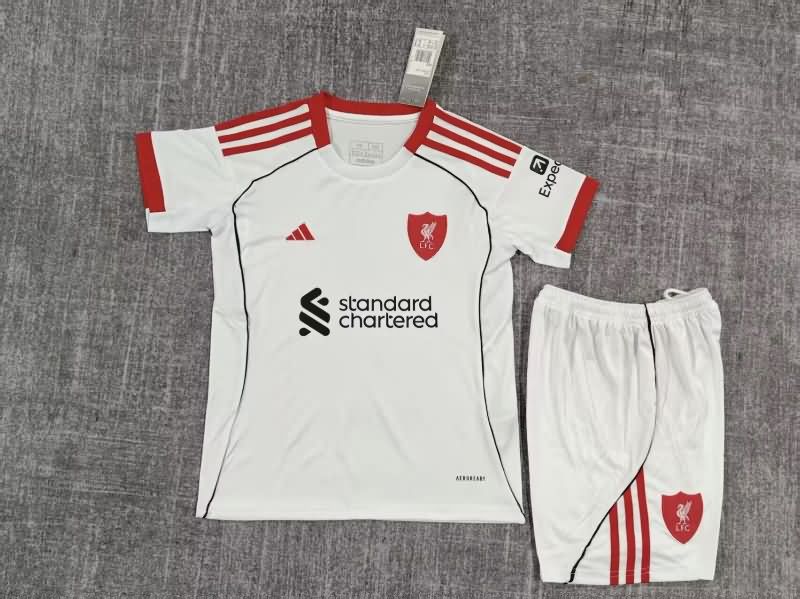 Liverpool 25/26 Kids Away Soccer Jersey And Shorts Leaked