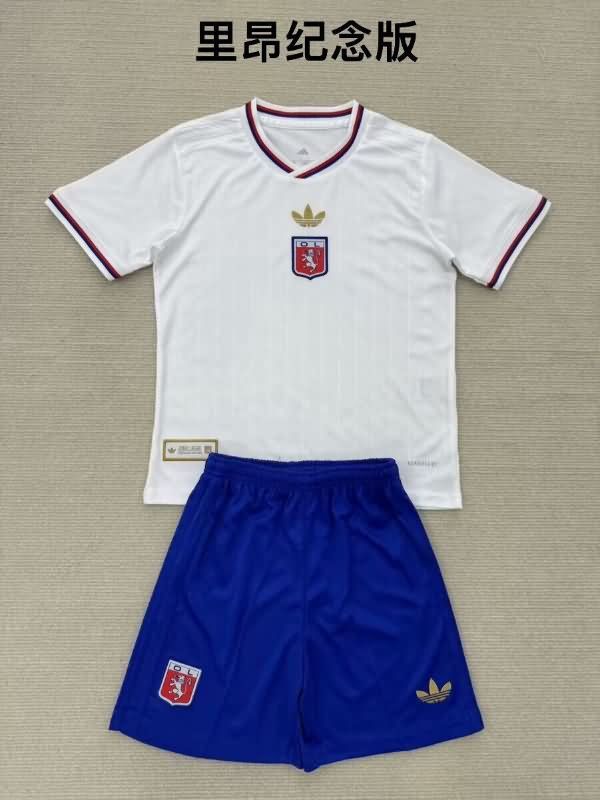 Lyon 25/26 Kids 75th Anniversary Soccer Jersey And Shorts