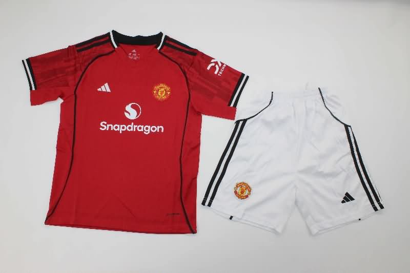 Manchester United 25/26 Kids Home Soccer Jersey And Shorts