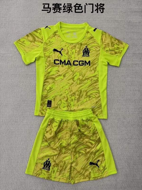 Marseilles 25/26 Kids Goalkeeper Green Soccer Jersey And Shorts