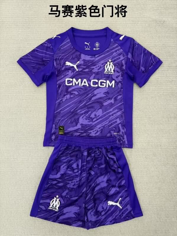 Marseilles 25/26 Kids Goalkeeper Purple Soccer Jersey And Shorts