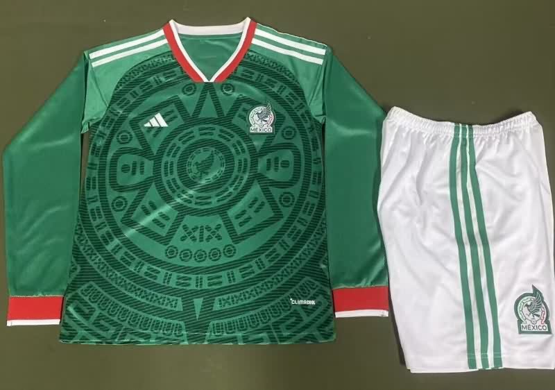 Mexico 25/26 Kids Home Long Sleeve Soccer Jersey And Shorts