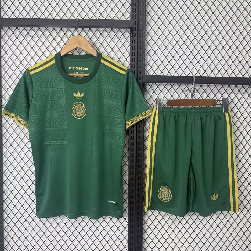 Mexico 2025 Kids Gold Cup Green Soccer Jersey And Shorts