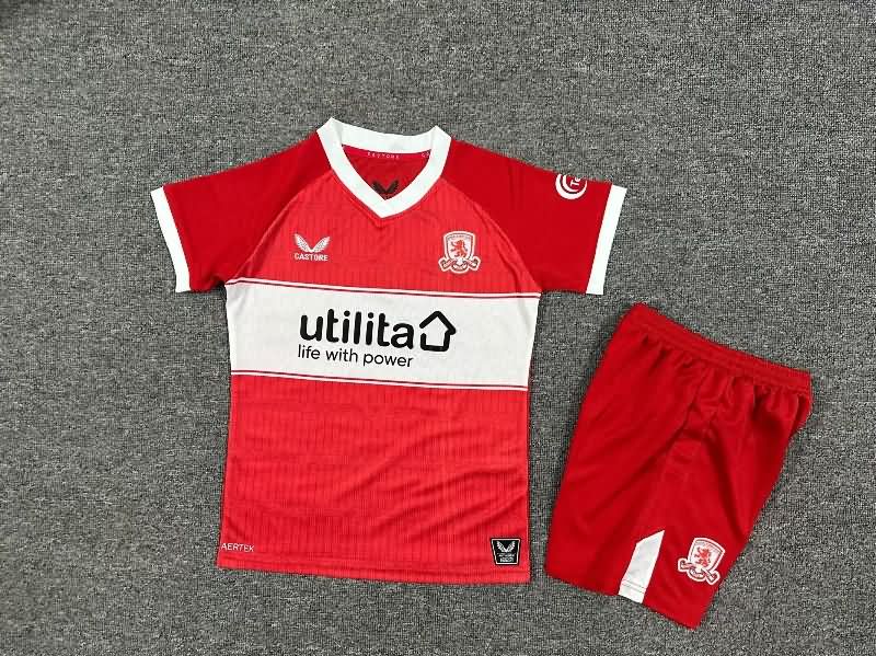 Middlesbrough 25/26 Kids Home Soccer Jersey And Shorts
