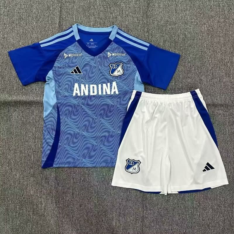 Millonarios 2025 Kids Home Soccer Jersey And Shorts