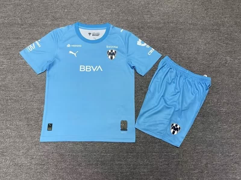 Monterrey 25/26 Kids Goalkeeper Blue Soccer Jersey And Shorts