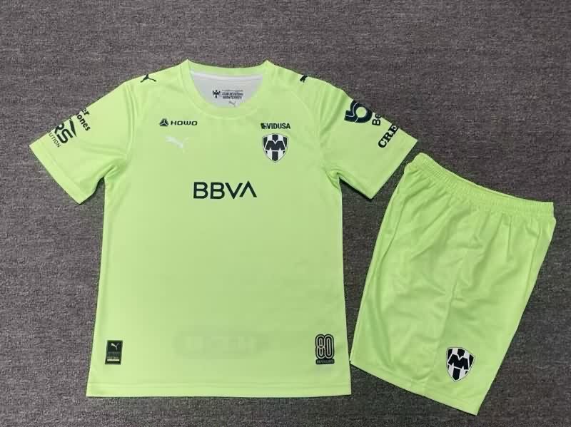 Monterrey 25/26 Kids Goalkeeper Green Soccer Jersey And Shorts