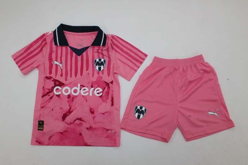 Monterrey 2025 Kids Club World Cup Goalkeeper Pink Soccer Jersey And Shorts
