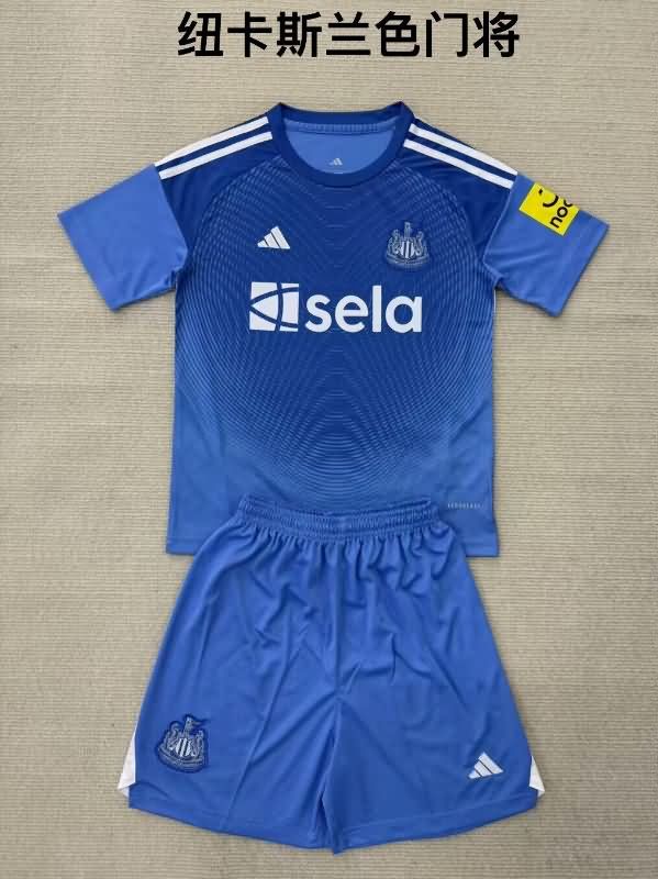 Newcastle United 25/26 Kids Goalkeeper Blue Soccer Jersey And Shorts