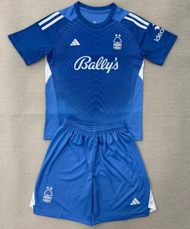 Nottingham Forest 25/26 Kids Goalkeeper Blue Soccer Jersey And Shorts