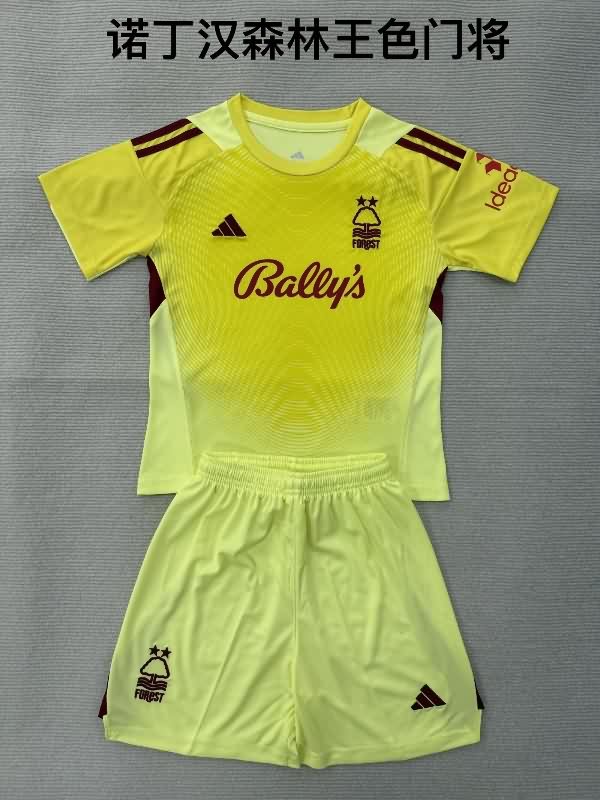 Nottingham Forest 25/26 Kids Goalkeeper Yellow Soccer Jersey And Shorts