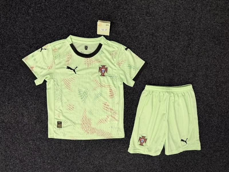 Portugal 2025 Kids Female EURO Away Soccer Jersey And Shorts