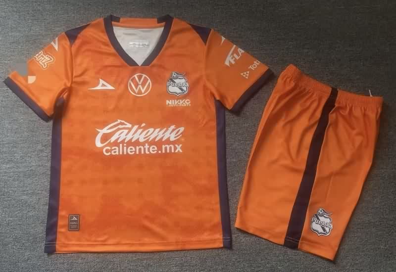 Puebla 25/26 Kids Goalkeeper Orange Soccer Jersey And Shorts