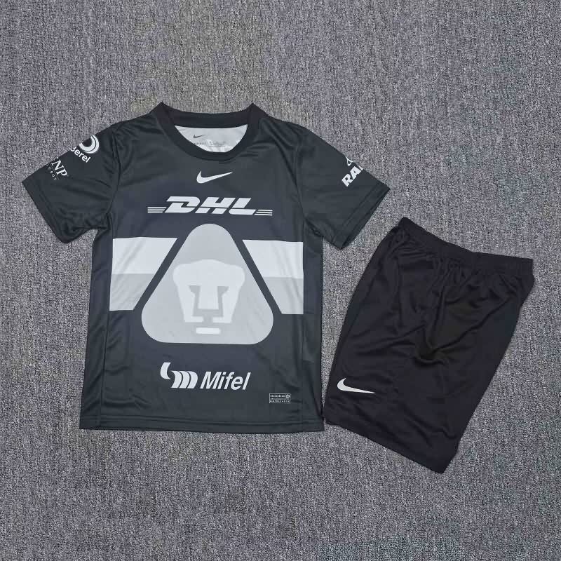 Pumas UNAM 25/26 Kids Goalkeeper Black Soccer Jersey And Shorts