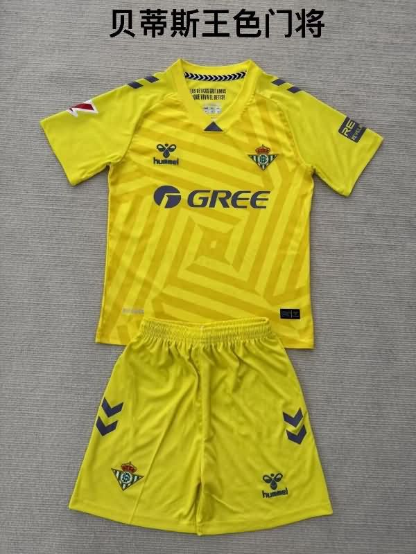 Real Betis 25/26 Kids Goalkeeper Yellow Soccer Jersey And Shorts