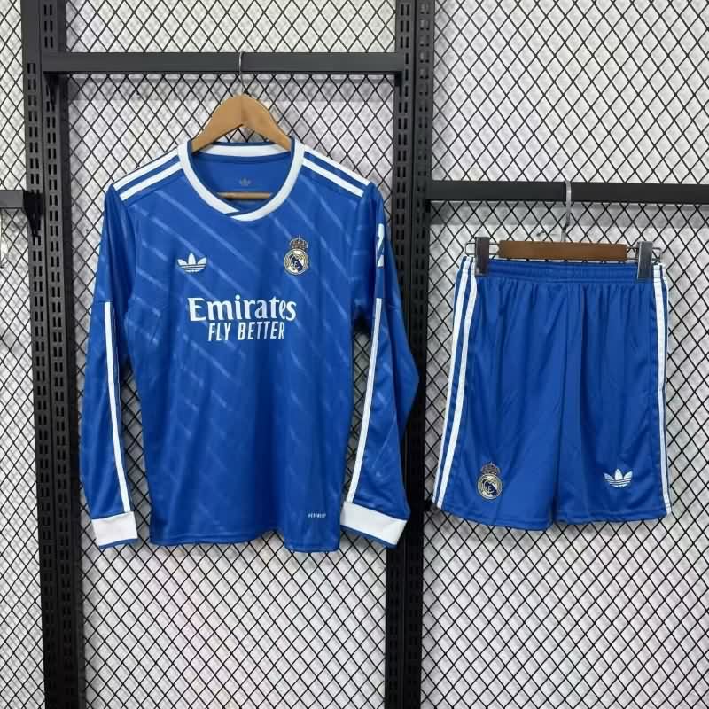 Real Madrid 25/26 Kids Third Long Sleeve Soccer Jersey And Shorts