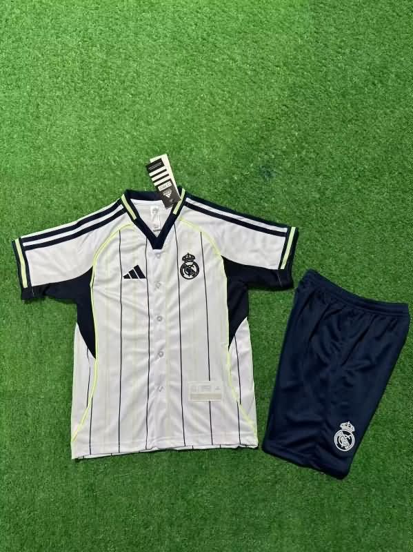 Real Madrid 25/26 Kids Travel Soccer Jersey And Shorts