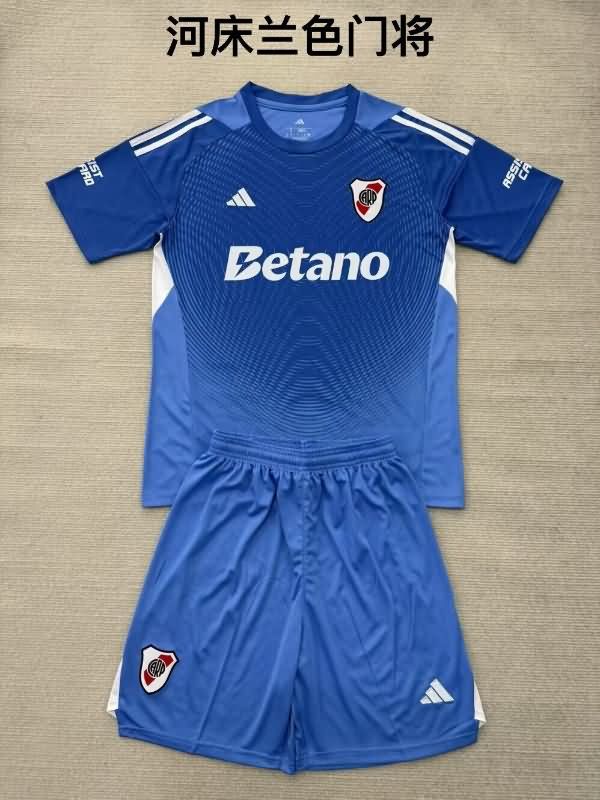 River Plate 25/26 Kids Goalkeeper Blue Soccer Jersey And Shorts