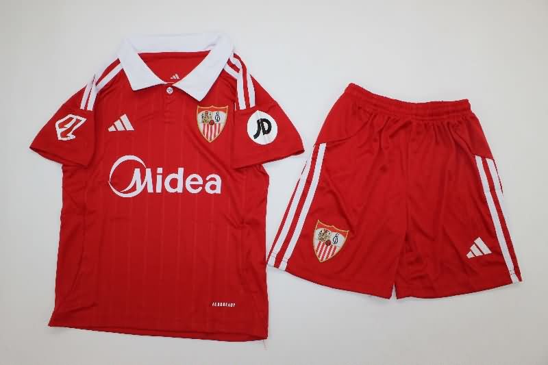 Sevilla 25/26 Kids Away Soccer Jersey And Shorts