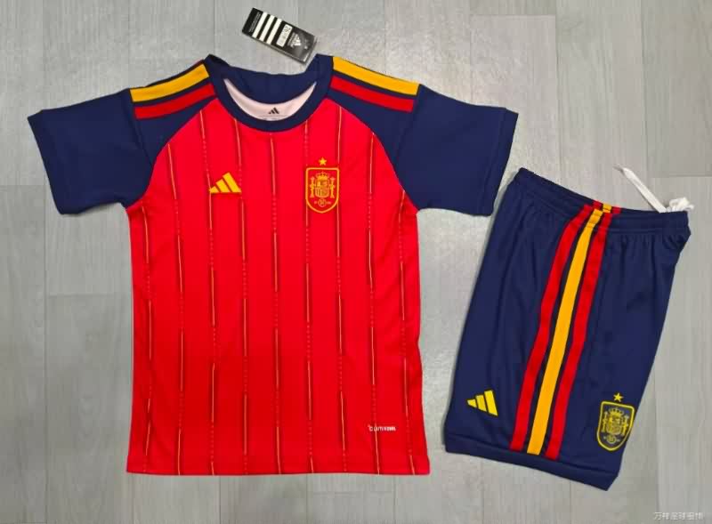 Spain 2026 Kids Home Soccer Jersey And Shorts