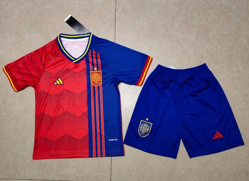 Spain 2025 Kids Training Soccer Jersey And Shorts