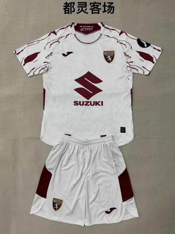 Torino 25/26 Kids Away Soccer Jersey And Shorts