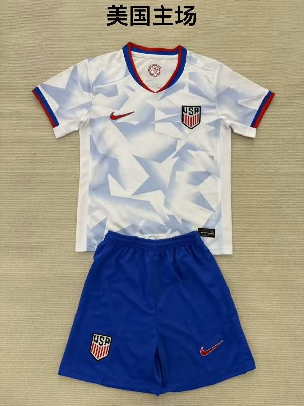 USA 2025 Kids Home Soccer Jersey And Shorts