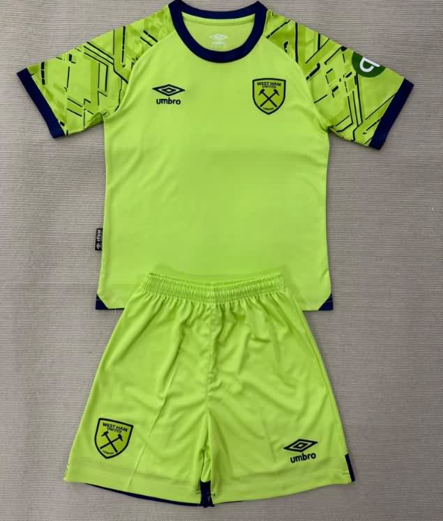 West Ham 25/26 Kids Goalkeeper Green Soccer Jersey And Shorts