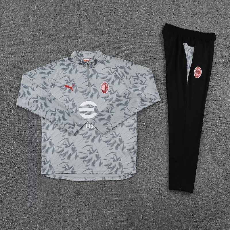 AAA(Thailand) AC Milan 25/26 Grey Soccer Tracksuit