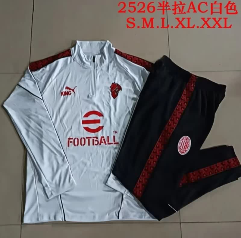 AAA(Thailand) AC Milan 25/26 White Soccer Tracksuit 02