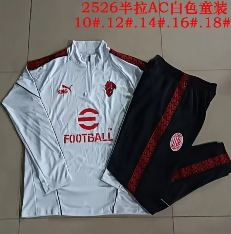 AC Milan 25/26 Kids White Soccer Tracksuit