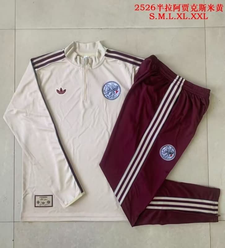 AAA(Thailand) Ajax 25/26 Light Yellow Soccer Tracksuit