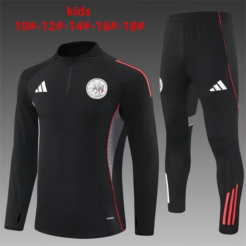 Ajax 25/26 Kids Black Soccer Tracksuit