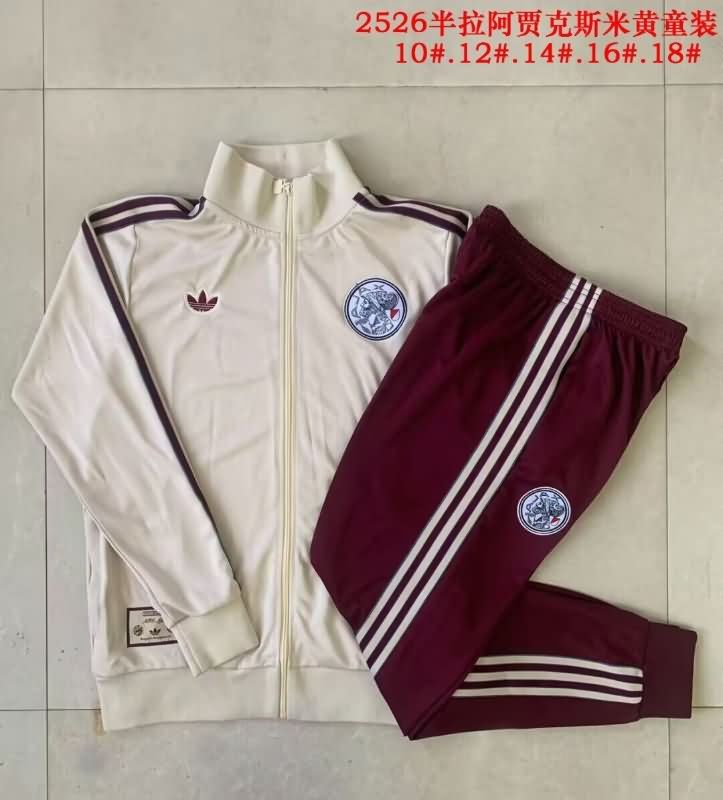 Ajax 25/26 Kids Light Yellow Soccer Tracksuit 02
