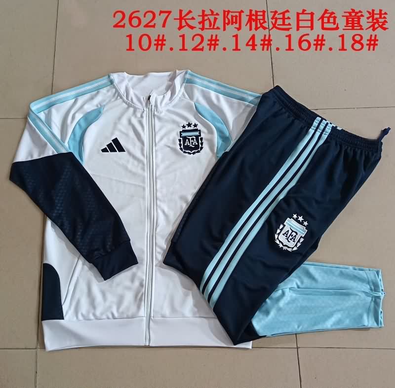 Argentina 2026 Kids White Soccer Tracksuit 02