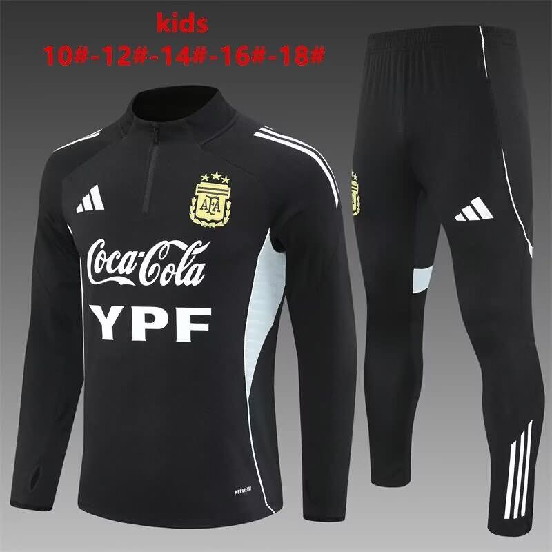 Argentina 2025 Kids Black Soccer Tracksuit