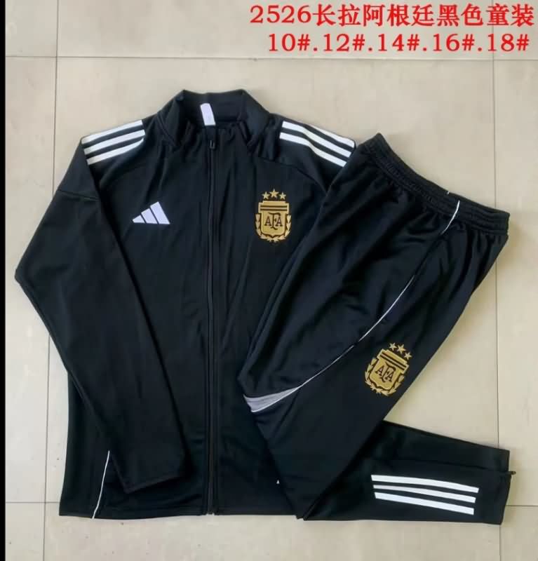 Argentina 2025 Kids Black Soccer Tracksuit 02