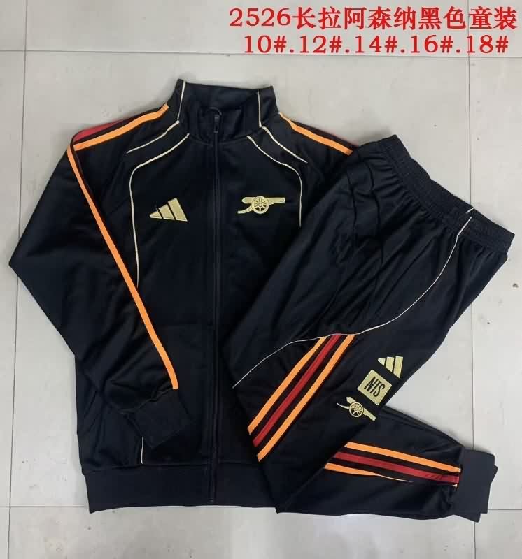 Arsenal 25/26 Kids Black Soccer Tracksuit 02