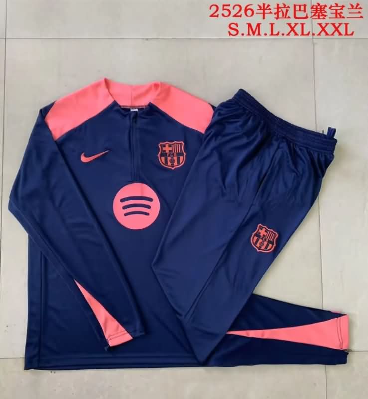 AAA(Thailand) Barcelona 25/26 Dark Blue Soccer Tracksuit 02