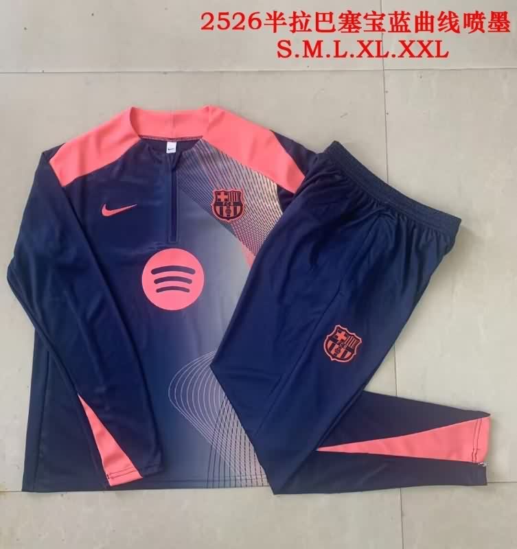AAA(Thailand) Barcelona 25/26 Dark Blue Soccer Tracksuit 05