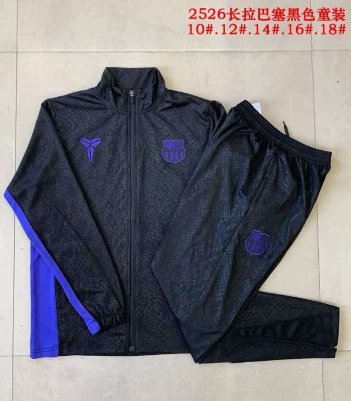 Barcelona 25/26 Kids Black Soccer Tracksuit 02
