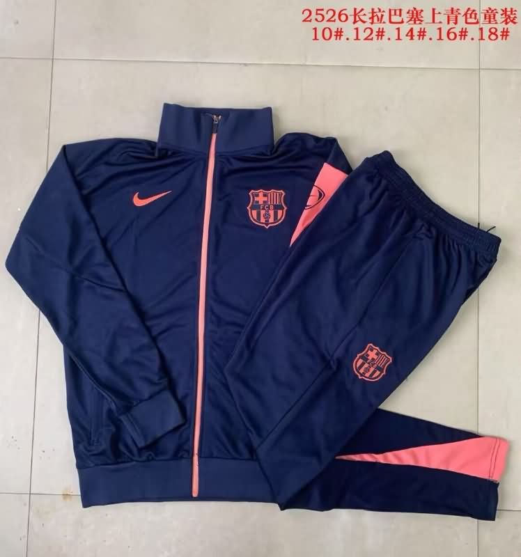 Barcelona 25/26 Kids Dark Blue Soccer Tracksuit