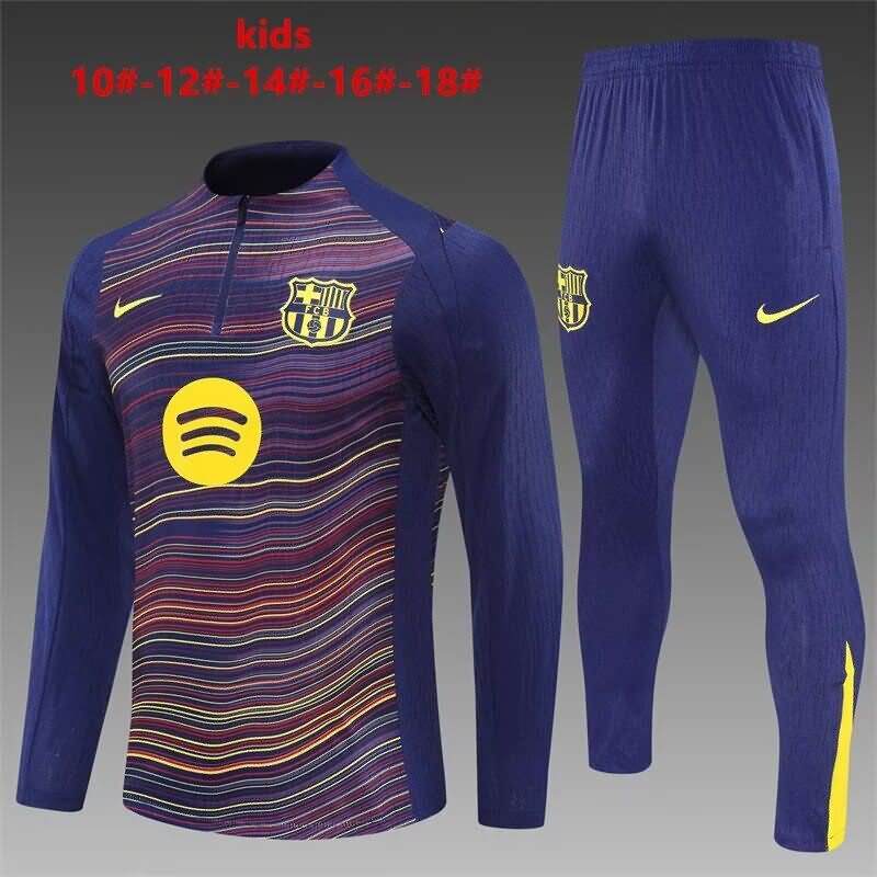 Barcelona 25/26 Kids Dark Blue Soccer Tracksuit 03