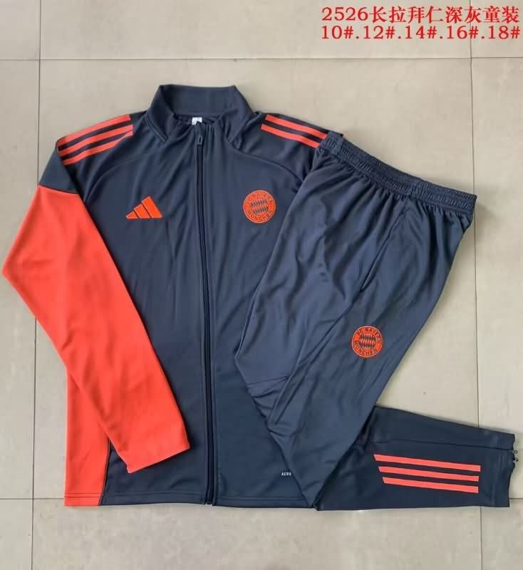 Bayern Munich 25/26 Kids Dark Grey Soccer Tracksuit