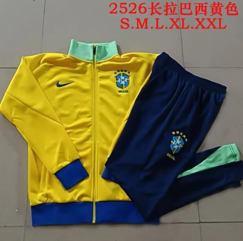 AAA(Thailand) Brazil 2025 Yellow Soccer Tracksuit 02