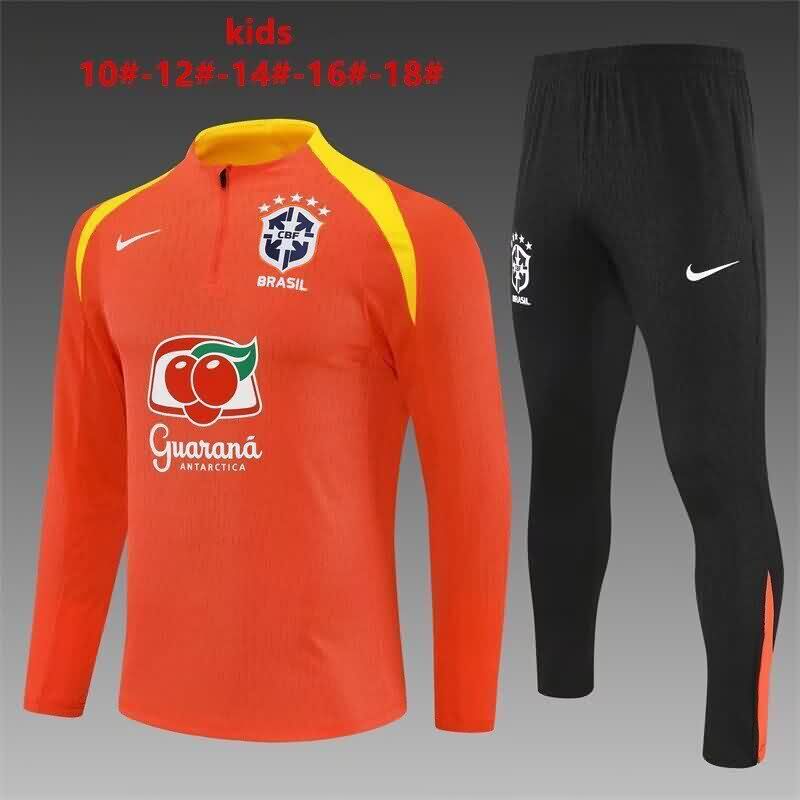 Brazil 2025 Kids Orange Soccer Tracksuit