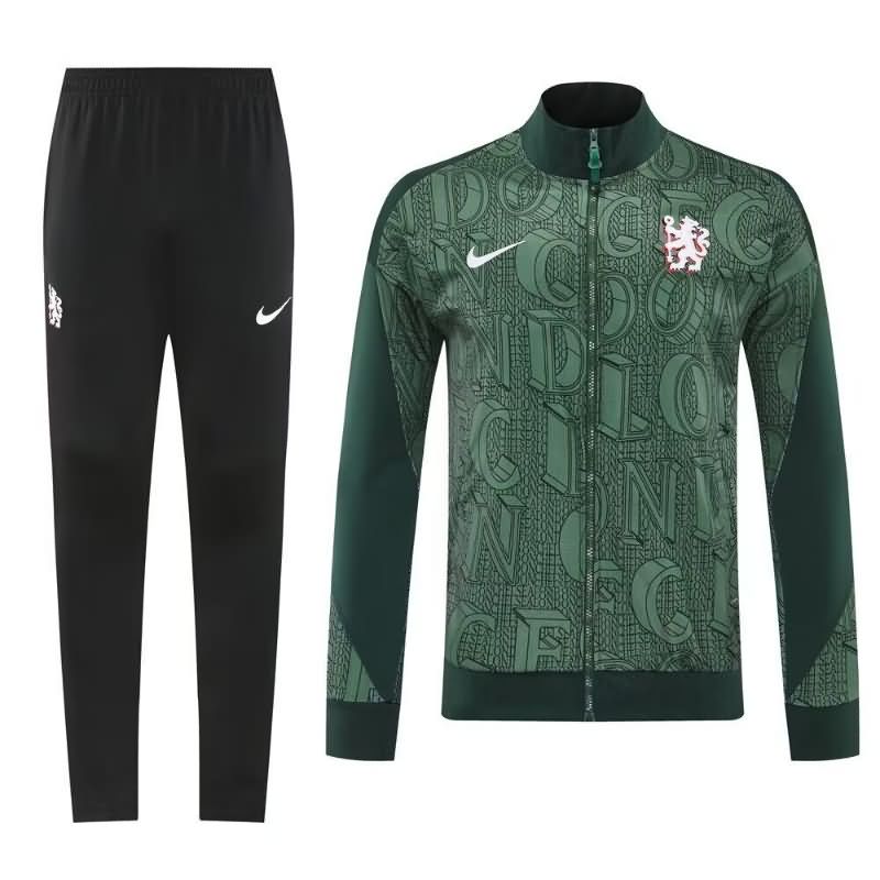 AAA(Thailand) Chelsea 25/26 Dark Green Soccer Tracksuit 02