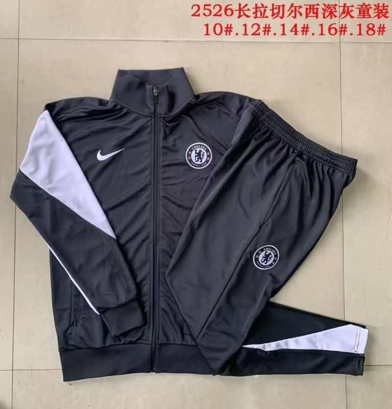 Chelsea 25/26 Kids Black Soccer Tracksuit