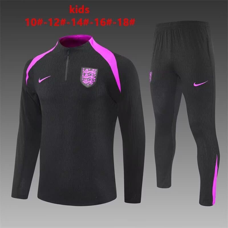 England 2025 Kids Black Soccer Tracksuit