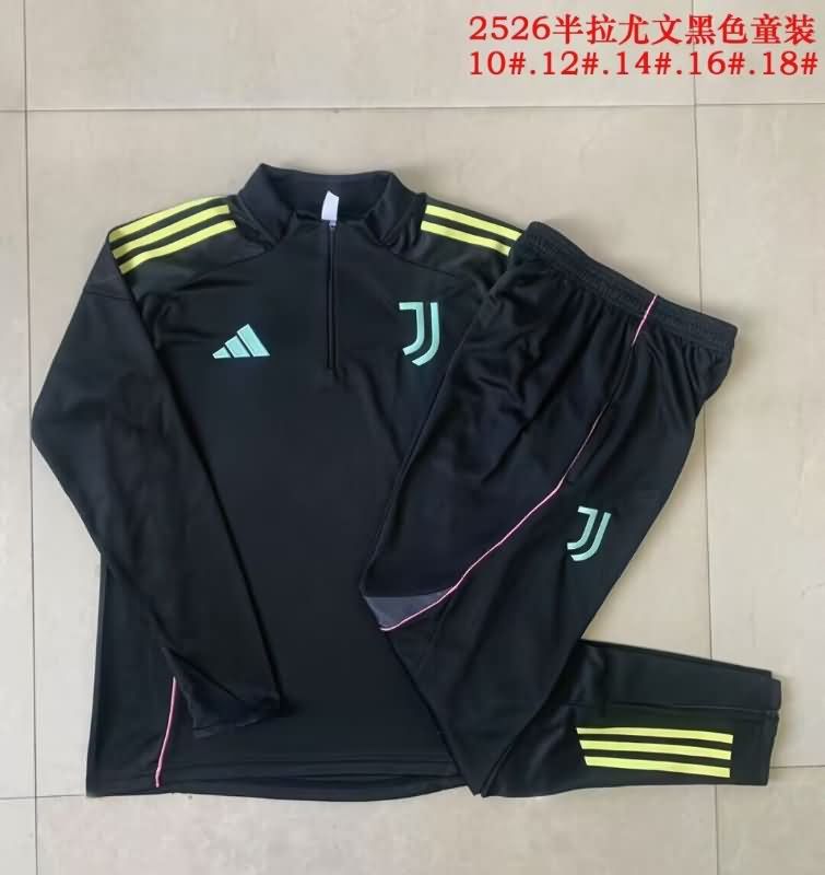 Juventus 25/26 Kids Black Soccer Tracksuit